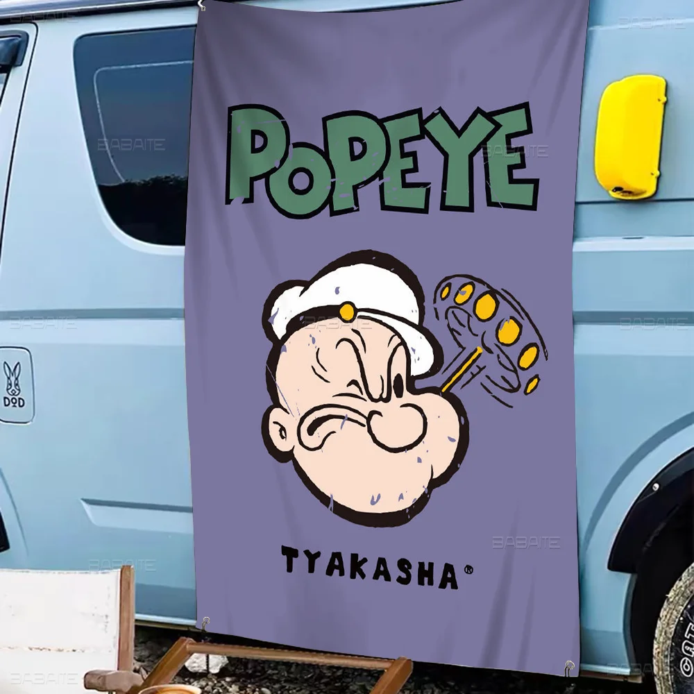 P-Popeye Man Creative Pattern Hanging Flag Polyester Printed Banner Hand Pulled Flag