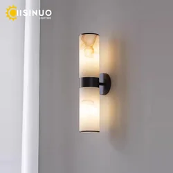 Luxury Natural Marble Wall Lamp Home Decora E27 Black Gold Bedside Wall Sconce for Living Room Bedroom Corridor Lighting Fixture