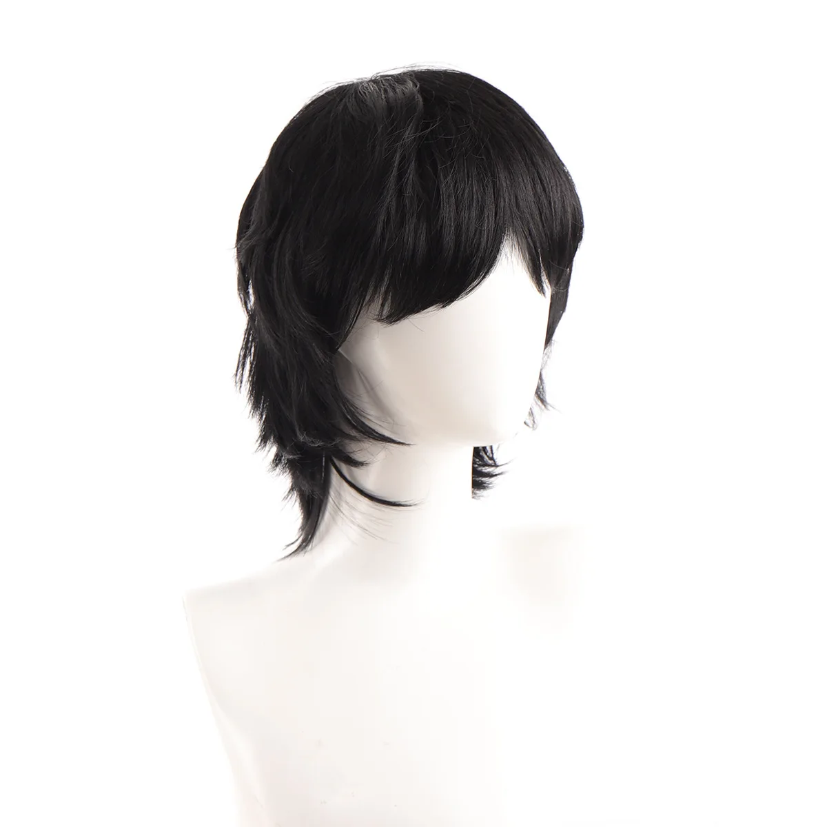 HANEROU Black Men\'s Wig Synthetic Short Straight Natural Hair Wig for Cosplay Party Daily High Temperature Fiber