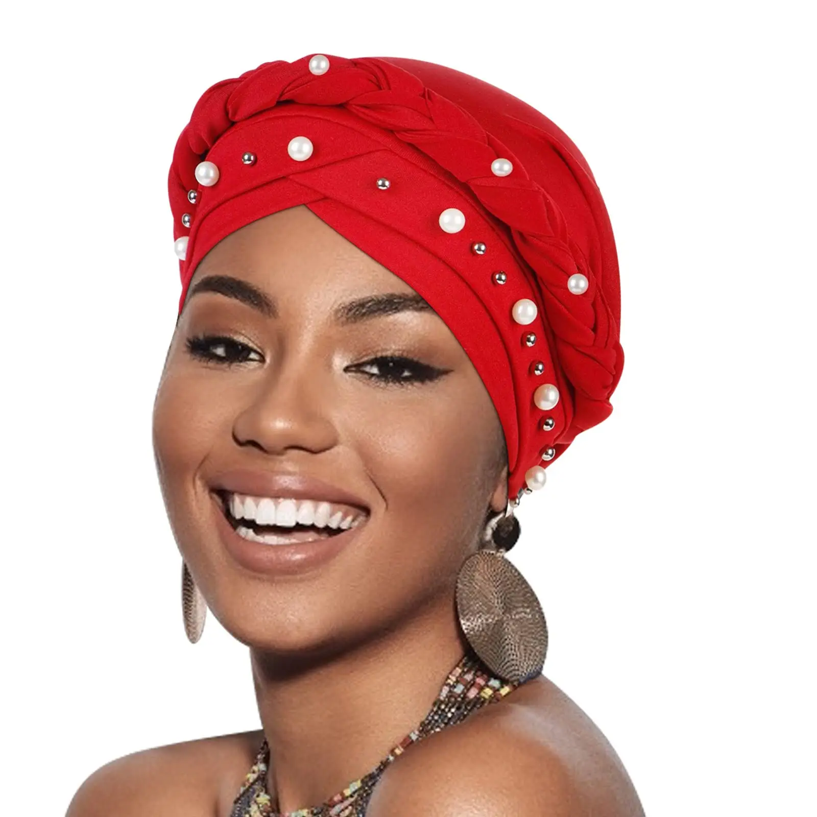 2024 New Pre-Tied Twisted Hijab Turban Hat for Women African Head Scarf Beanie Cancer Chemo Headwear Cap Head Wraps Women