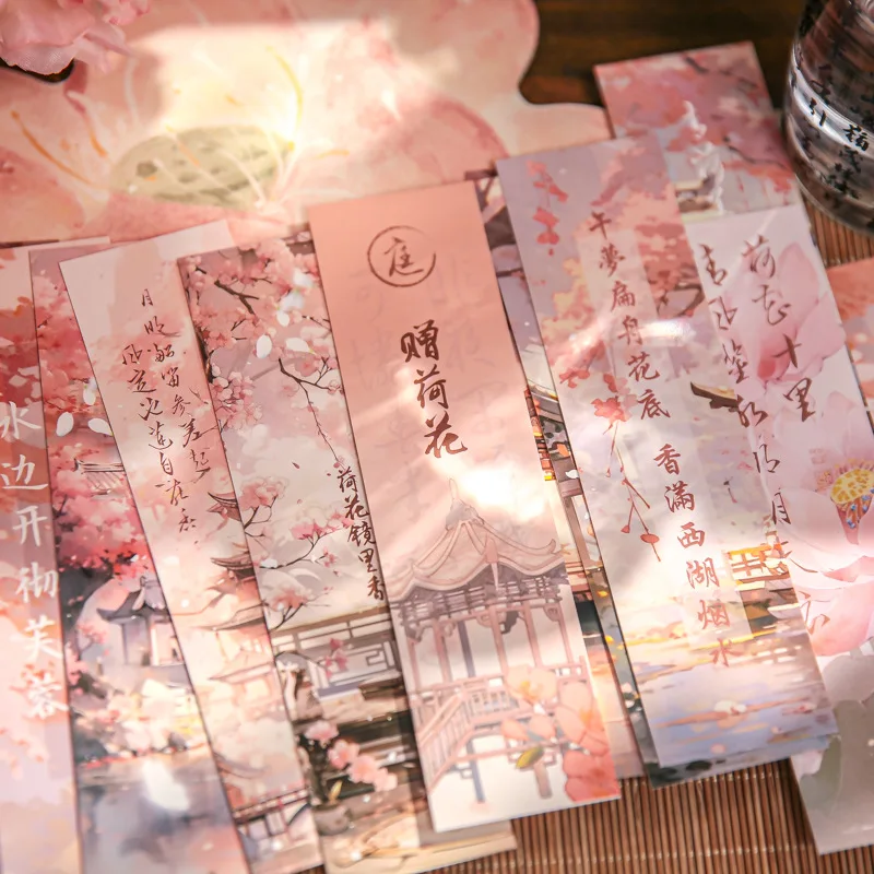 30pcs Boxed Bookmark, Floating Life Energy Series, Ancient Style Reading Bookmark Mark Card Message Card
