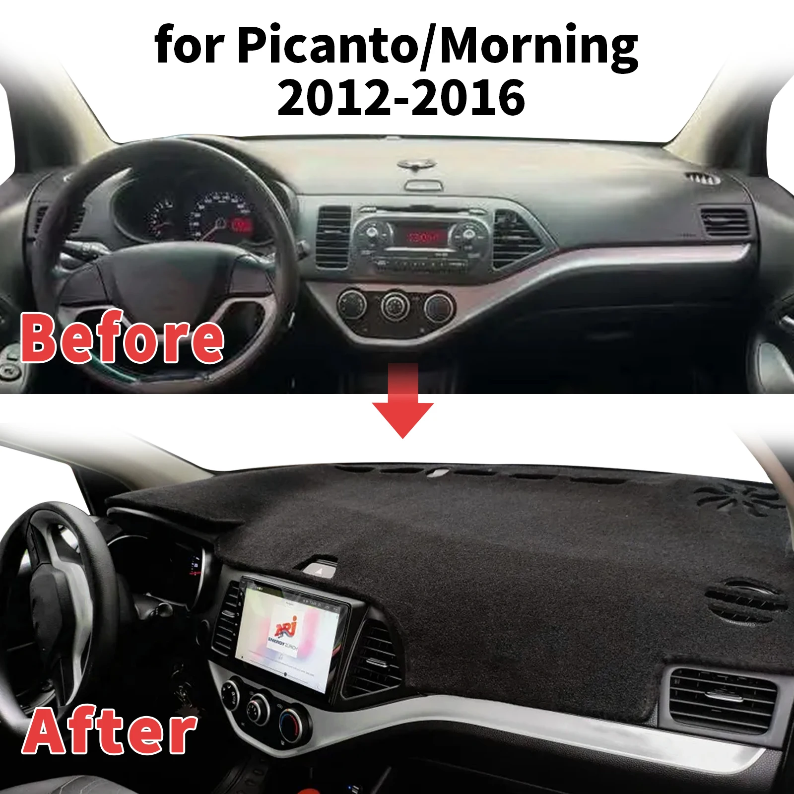 

fit for Kia Picanto Morning 2012-2016 ​​Dashboard Cover Sun Shade Protector Dashmat Anti-Glare UV Block Carpet Mat Dash Mat