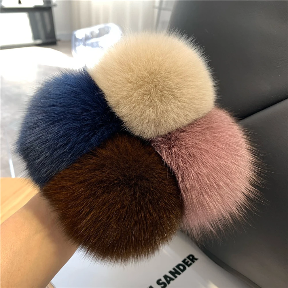 Hair Rope Real Fox Fur Ball Elastic Bands Woman Luxury Genuine Rubber Band Hair Ring Accessories Fur Fluffy Hair Ties Girls