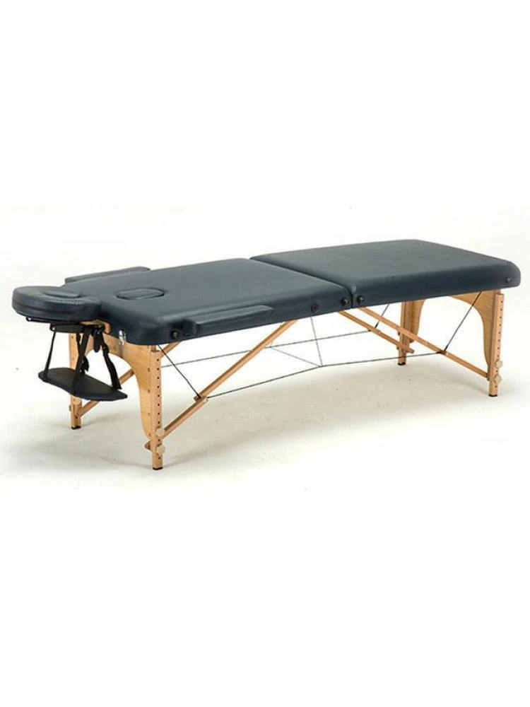 Portable Salon Fashion Wooden Leather Tattoo Beauty Spa Adjustable Two Fold Massage Table Bed With U-Shaped Pillow Patio Facial