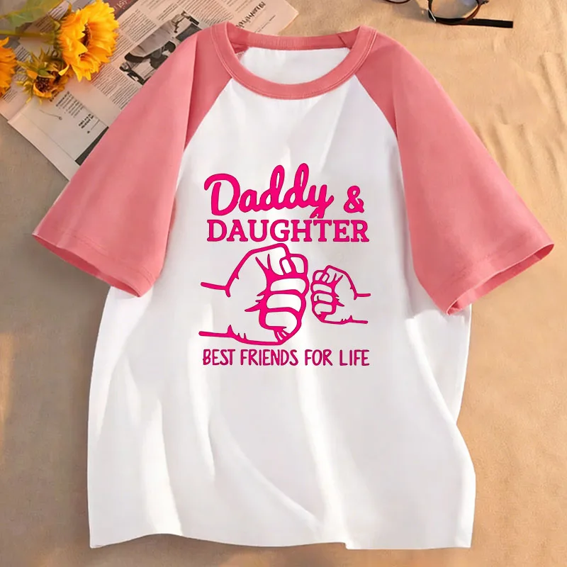 Daddys Daughter Best Friends for Life Schöne T-Shirts mit Grafik für Kinder, Kinder-T-Shirt für Mädchen, Sommer, Frühling, lässiges Top-T-Shirt