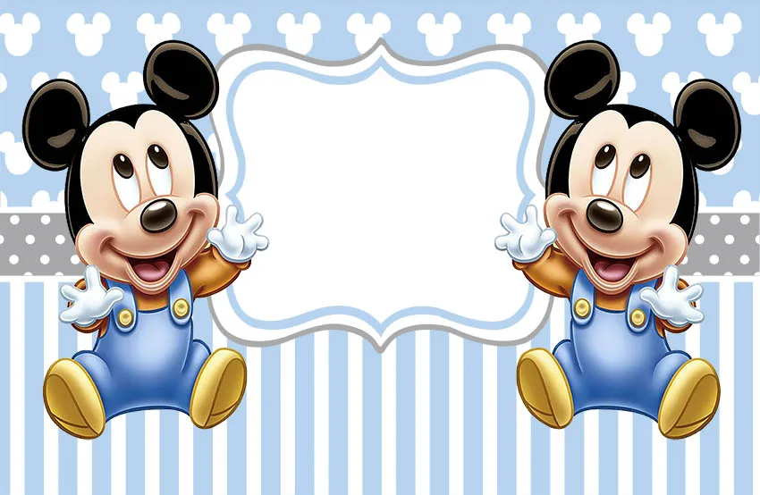 Disney Cartoon Photography Background Blue Mickey Mouse Boys Birthday Party Decoration Banner Photocall Photocall Backdrop