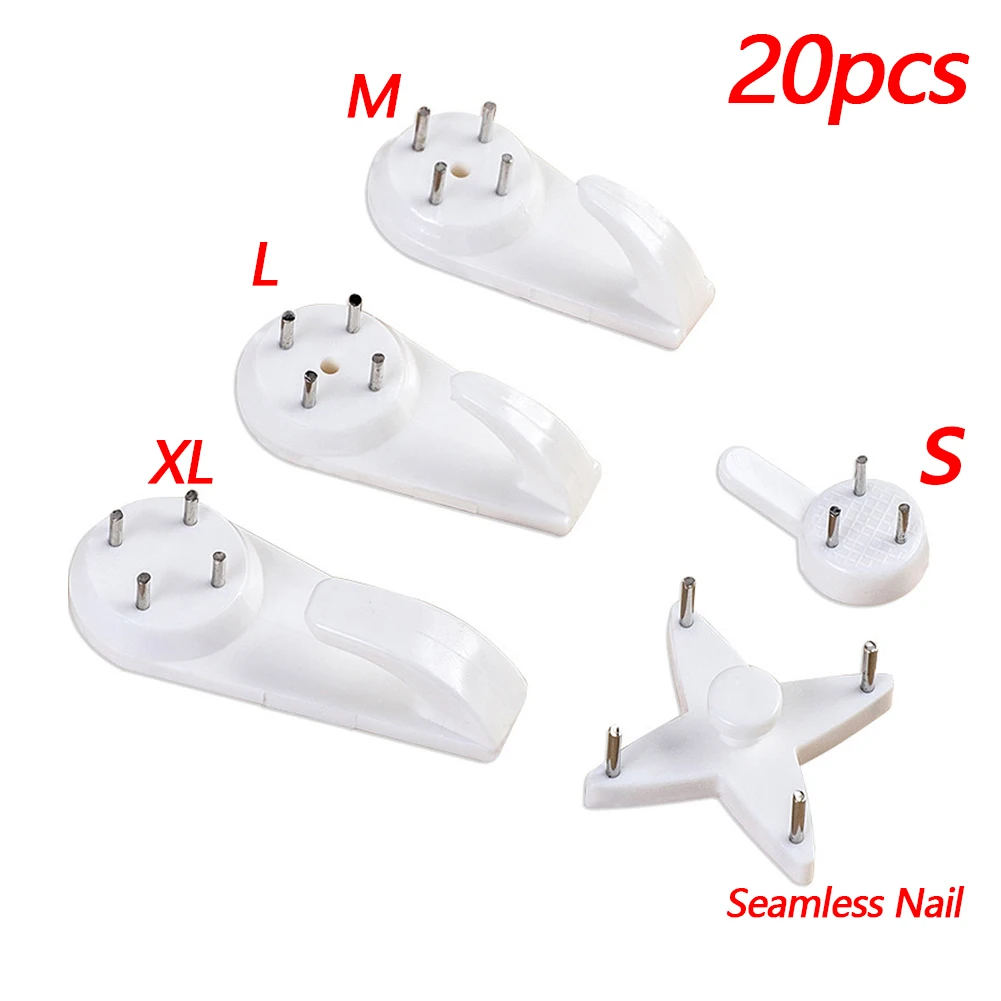Home Decor 20Pcs/Set Wall Hook Plastic Invisible Nail Seamless Paintings Pictures Photo Frame Hanger Furniture Hanger Hooks Nail