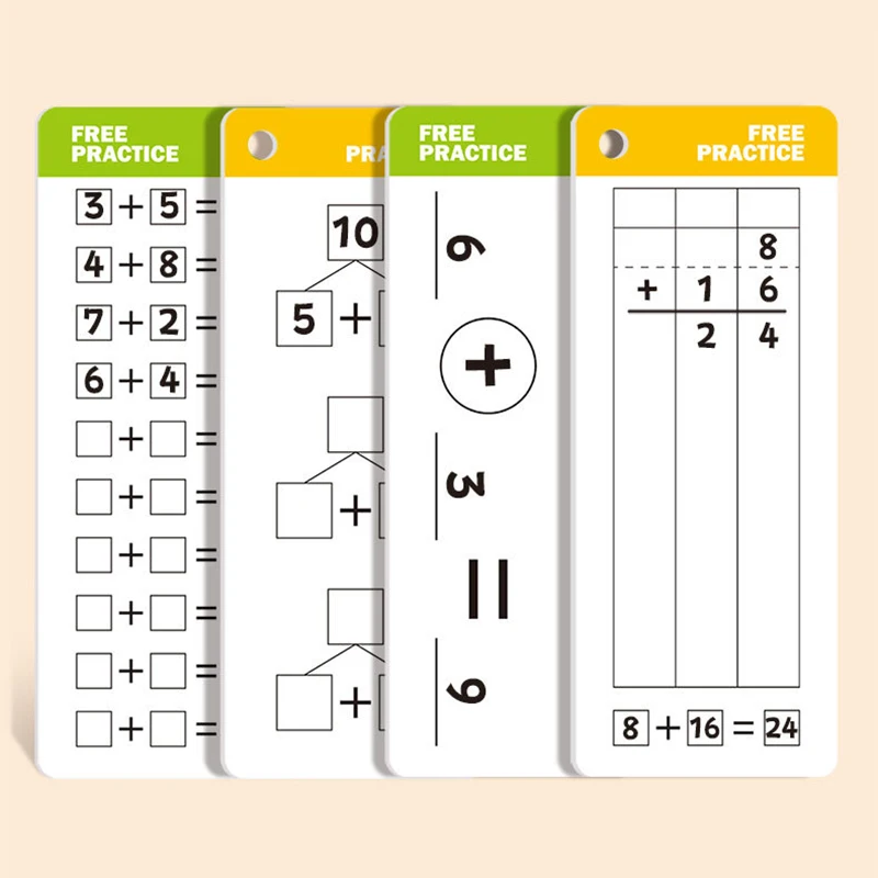 Cálculos matemáticos Montessori juguete de matemáticas principiantes practican la tarjeta de prueba de fracciones aritméticas herramientas de aprendizaje para la escuela primaria