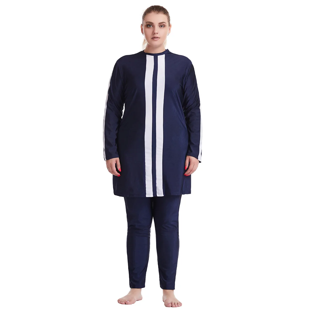 3PCS Dünne Stil Sportliche Muslimischen Bademode Burkini Femmes Frauen Modest Badeanzug Badeanzug Hijab Top Hose Islamischen Bademode Plus