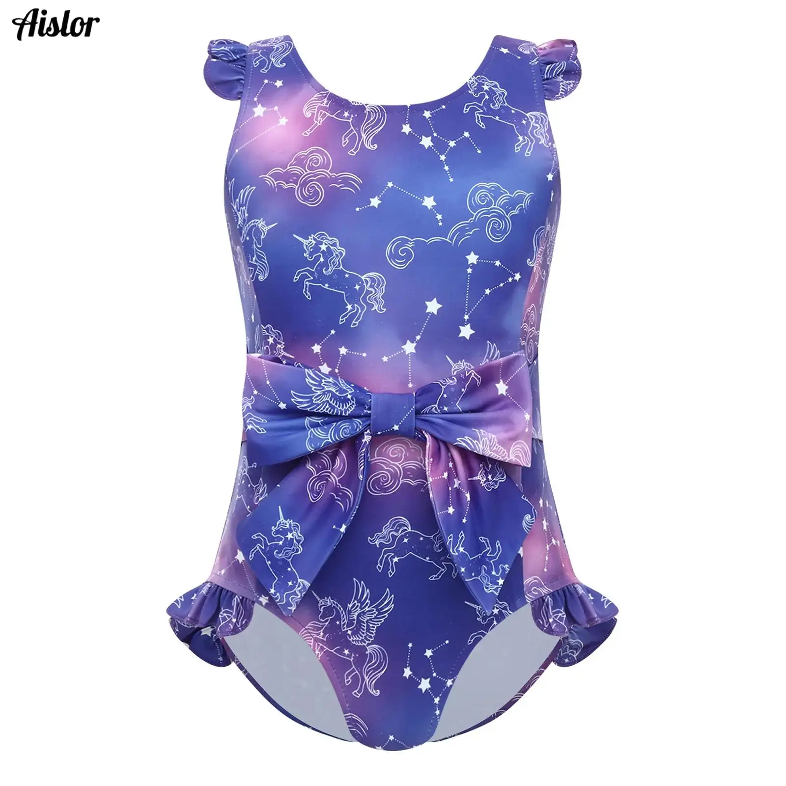 

Special Needs Adaptive Clothing for Children Girls Swimwear Tube Access Bodysuit Flying Sleeve Bow Buttoned Crotch Bathing Suit