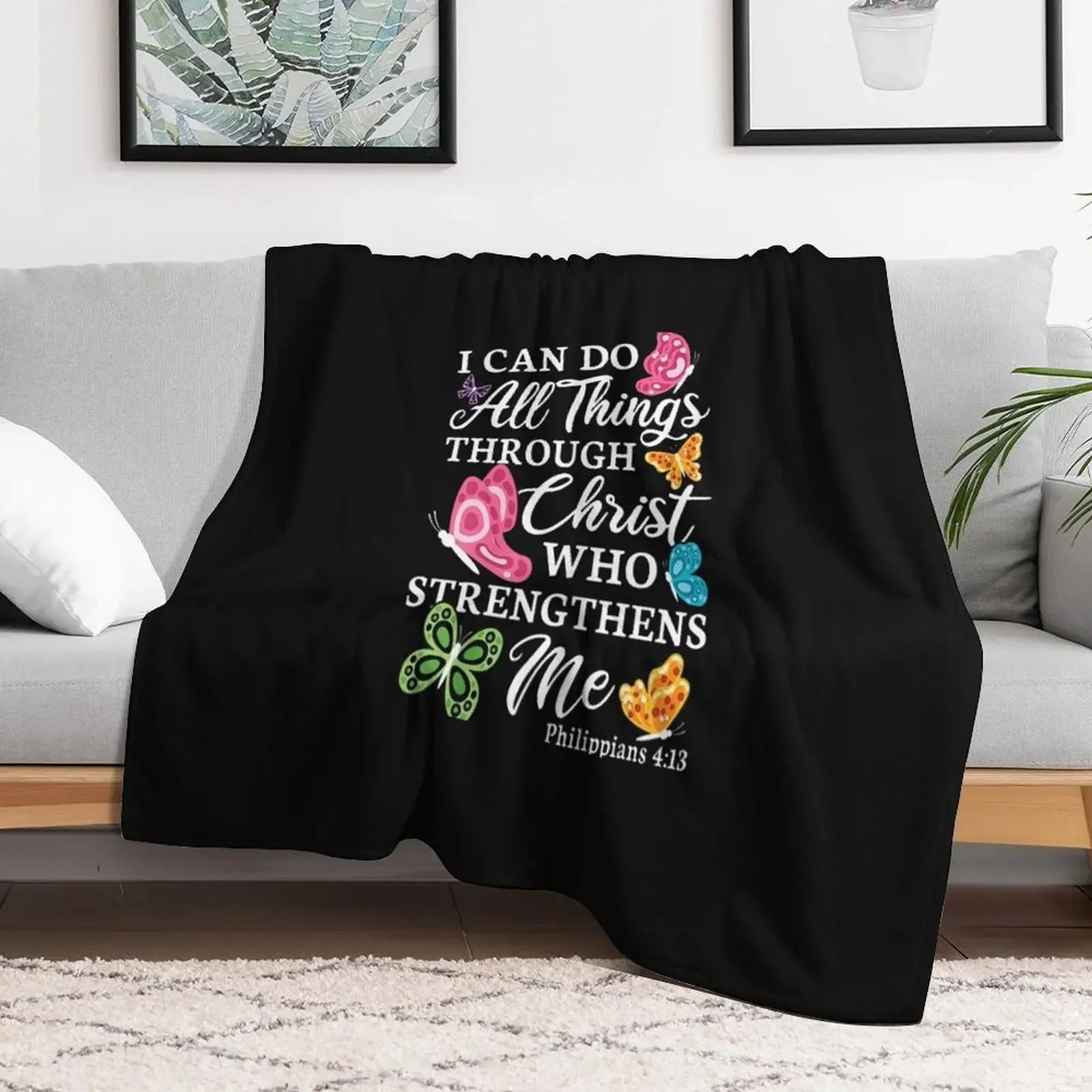 

Womens I Can Do All Things Through Christ Who Strengthens Me Bible Classic Throw Blanket Sofa Furrys warm winter Blankets