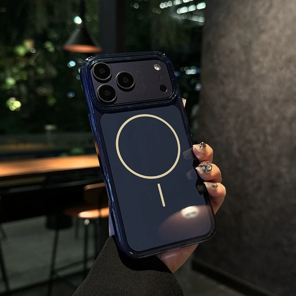 أحدث حافظة مغناطيسية قصيرة لهاتف آيفون 17 برو ماكس MagSafe شحن لاسلكي غطاء مضاد للسقوط ومضاد للصدمات لهاتف آيفون 17 برو