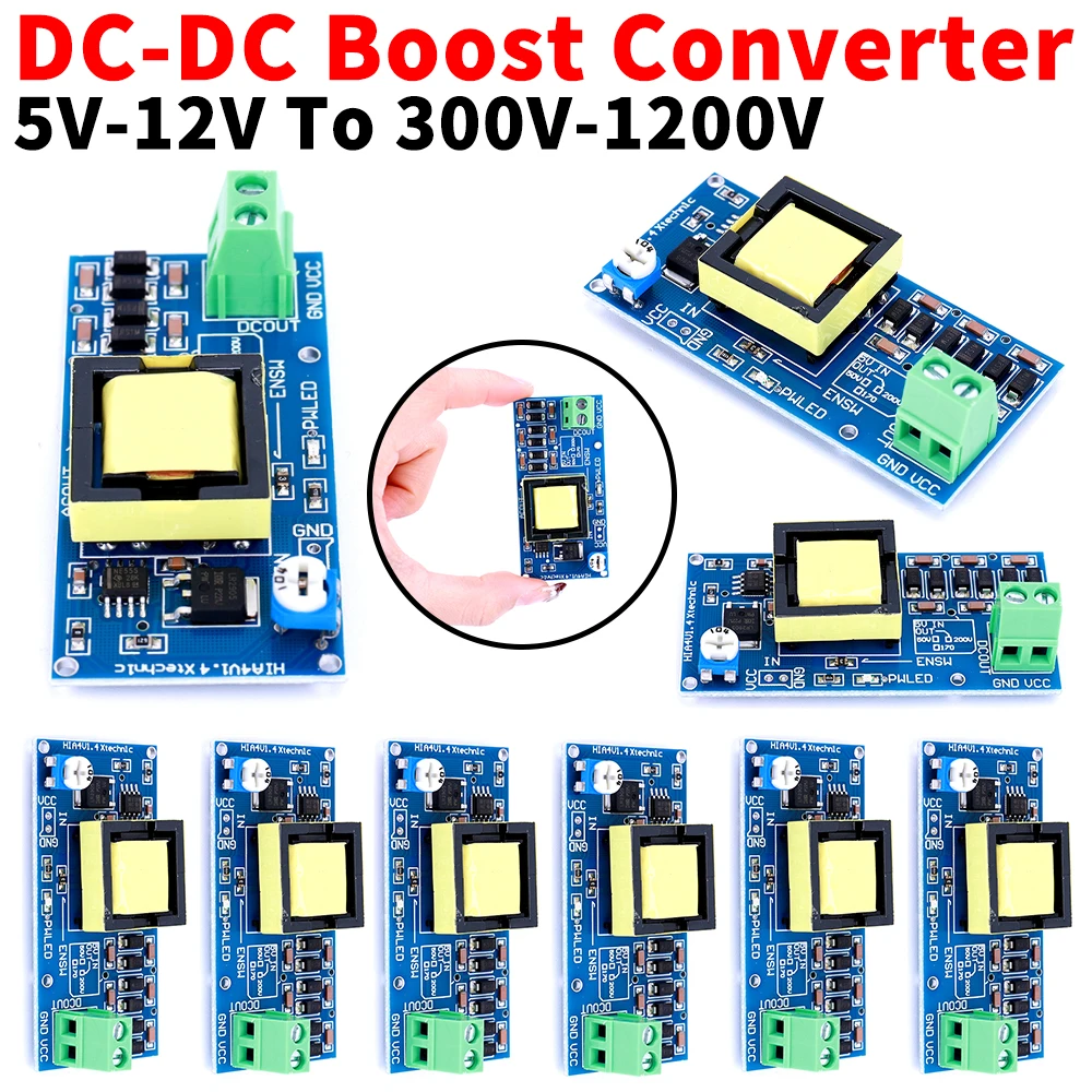 

High Voltage DC-DC Boost Converter 5V-12V Step Up To 300V-1200V Capacitor Charging Power Supply Module Input 5V-12V