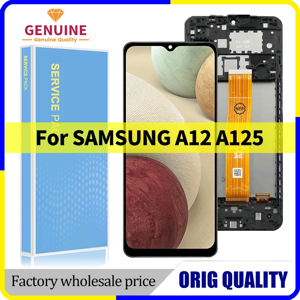 100% Tested New Display for Samsung A12 SM-A125F A125M A125F/DS LCD with Touch Screen Digitizer Assembly for Galaxy SM-A125F/DSN