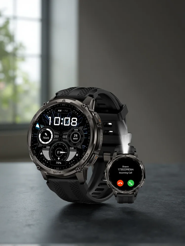 2026 KOSPET TANK T4C 5ATM Wodoodporny smartwatch dla mężczyzn Wytrzymała konstrukcja w stylu militarnym z GPS, wbudowaną latarką i monitorowaniem stanu zdrowia — zdjęcie produktu 7