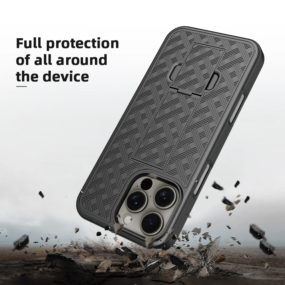 Sport Case Waist Belt Clip Holster Kickstand Holder for iPhone 17 Air 16 15 Plus 12 mini 13 14 16 Pro Max Belt Clip Back Cover