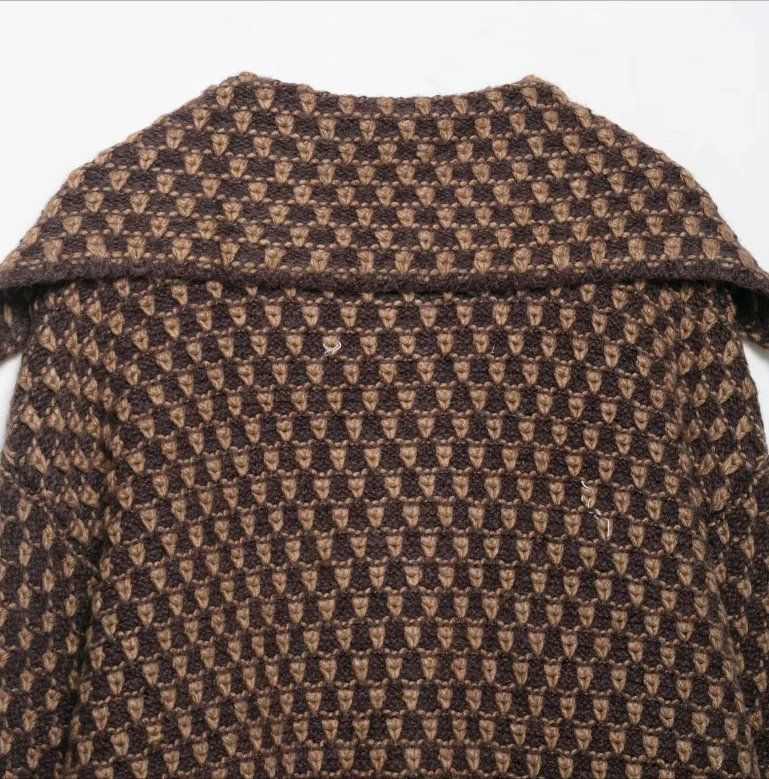 سترة نسائية خريفية متعددة الاستخدامات على طراز الشارع مفتوحة من القطن السميك معطف فضفاض محبوك بأكمام طويلة بني