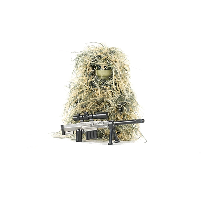 العسكرية جميع التضاريس قناص التمويه الملابس اللبنات الغابة SWAT الجندي أرقام الأسلحة AWM M24 أجزاء المسدس لعبة الطوب