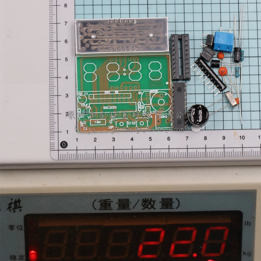 Kits de Relógio Eletrônico DIY com Tubo Digital, Display LED, 4 Bits, Peças e Componentes do Módulo Eletrônico, AT89C2051, DC 3V-6V