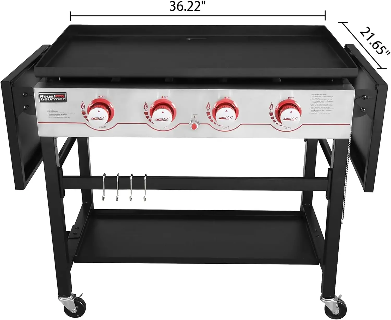 Imagem -04 - Griddle Grill a Gás Propano Queimadores Flat Top Apto para Churrasco Camping Vermelho Novo Gb4000 36