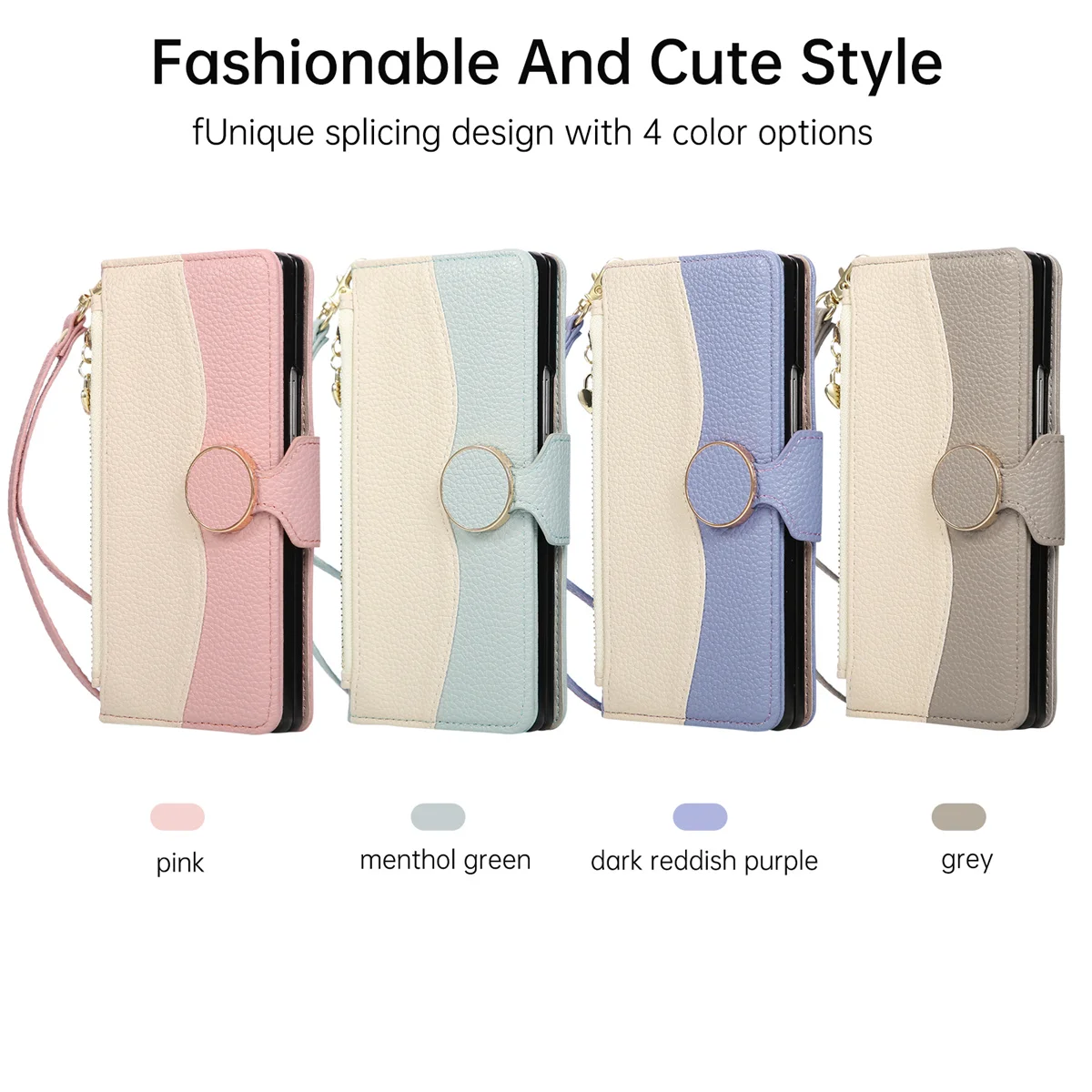 Crossbody zíper cartões solt carteira de couro caso telefone para samsung galaxy z fold 7 6 5 4 3 5g cordão bolsa capa protetora