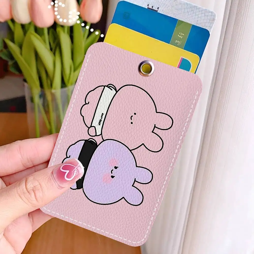 Asamimichaan Asleep Asamim Rectangle Keychain Card Holder, Badge Credit Card Holder, Student ID Card Holder, Bus Cards Cover