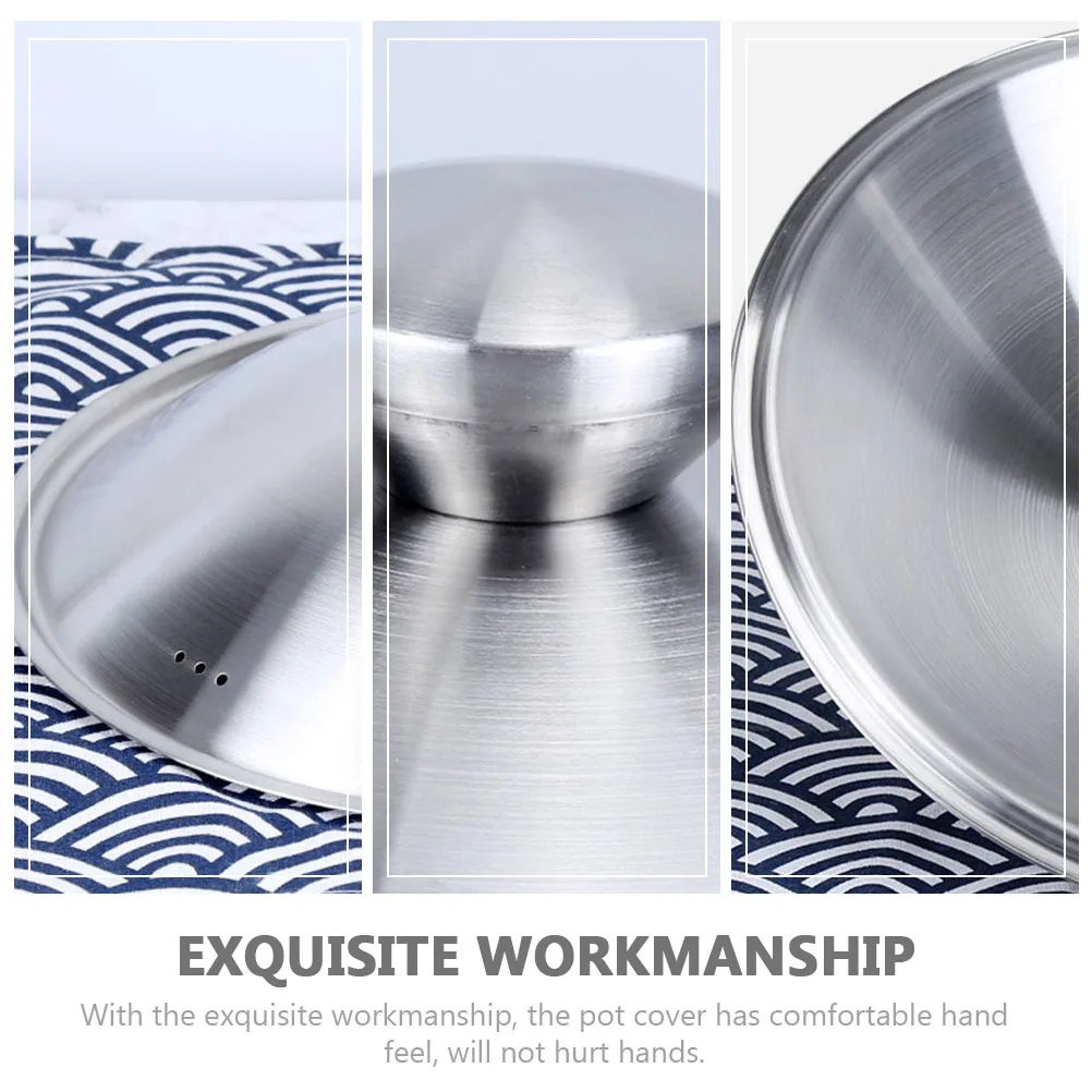

1pc Stainless Steel Thickened Cover Heat-Resistant Handle For Soup Pot Wok Frying Pan Kitchen Gadget Cooking Tool Pot Lid