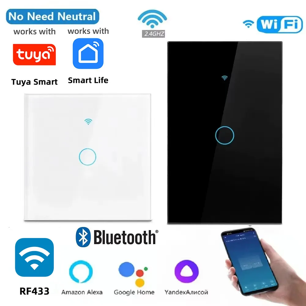 

Tuya США/ЕС Wi-Fi умный настенный выключатель RF 433 МГц Bluetooth 1/2/3/4 Gang сенсорный датчик светодиодные выключатели умный дом Alexa Google Home