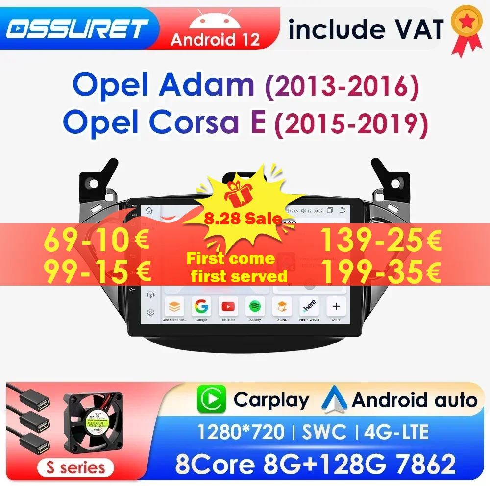 7862 Android Car Radio Multimedia Player per Opel Adam 2013 -2016 per Corsa E 2015 -2019 Audio Stereo CarPlay Auto Touch Screen