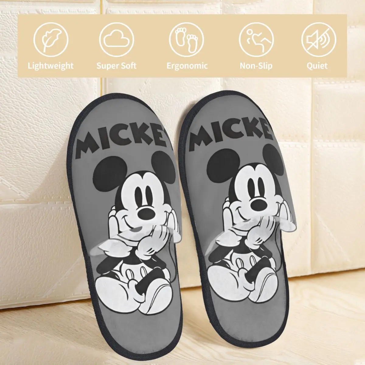 Disney Mickey Mouse Slippers for Women Men Home Shoes Soft Indoor Slippers