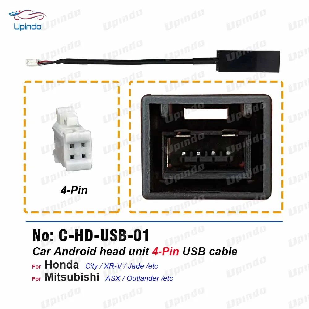 

Car Radio Connector 4 Pin USB Cable Wiring Harness Socket Adapter for Honda City XR-V Mitsubishi ASX Outlander