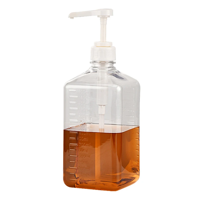 1600ml Coffee Syrup Dispenser Multi-Function Kitchen Honey Sauce Ketchup Bottle with 5/8CC/10CC Pump Scale Syrup Drip Dispenser