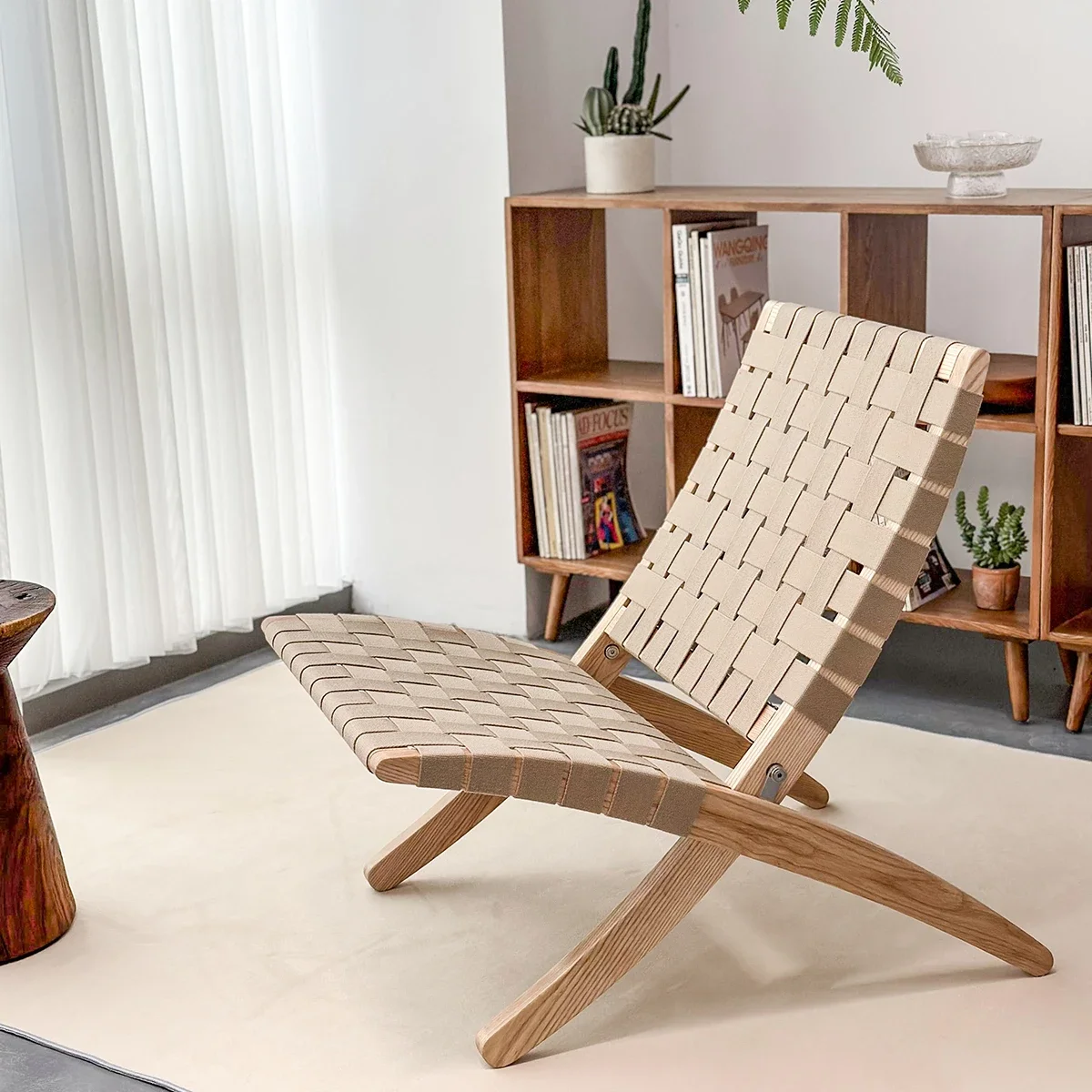 

Для скандинавского двора, кресло для отдыха на балконе, мебель для гостиной, плетеный деревянный складной стул из ротанга