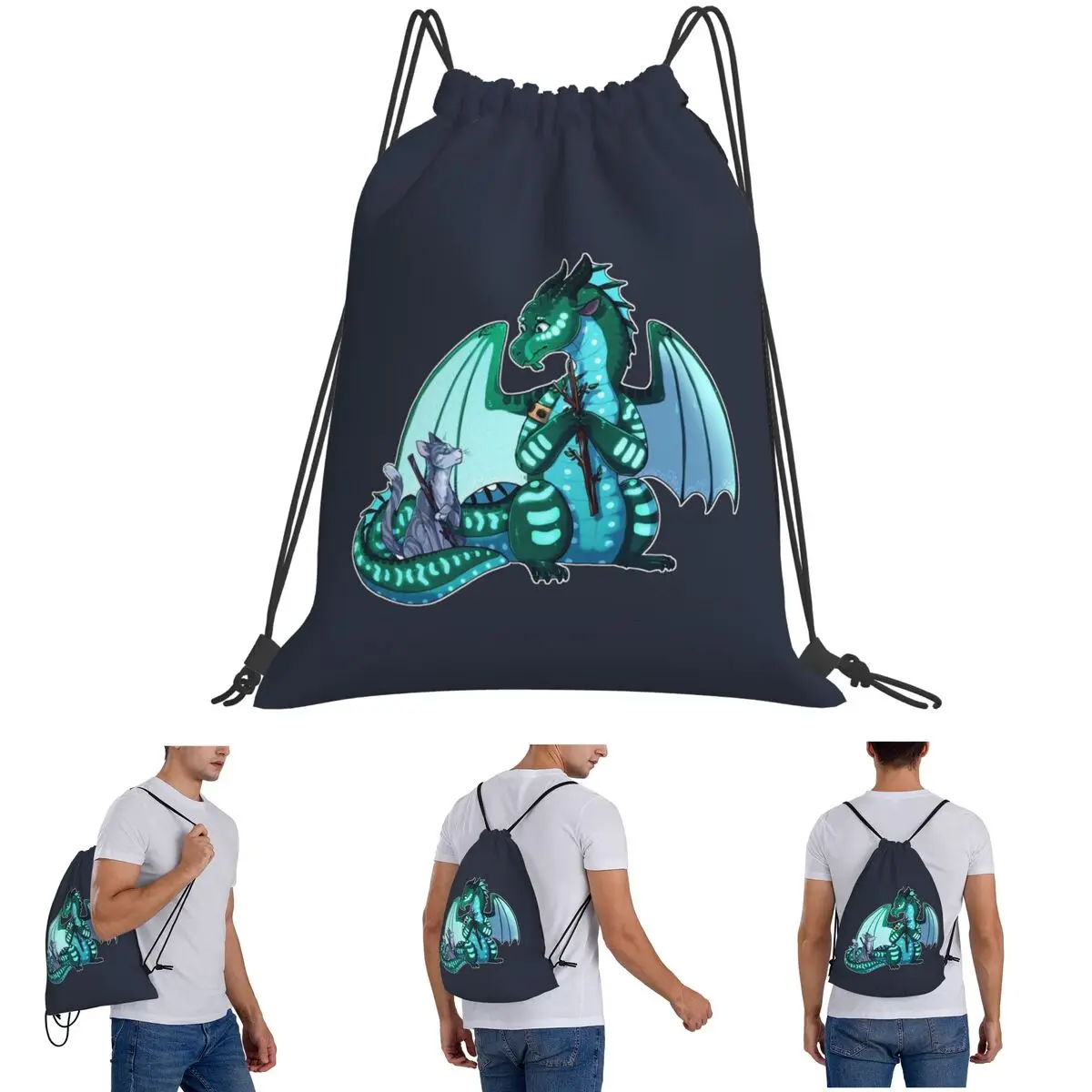 Wings Of Fire & Warriors - Turtle And Jayfeather Backpacks Portable Drawstring Bags Shoes Bag Book Bags for Man Woman Students