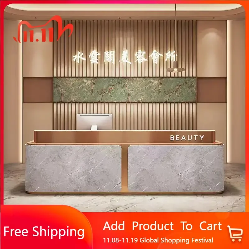 

Design Luxury Front Desk Reception Counter Hotels Long Classic Reception Desks Modern Business Mostrador Recepcion Furniture