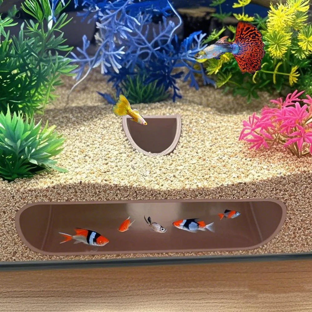 

Aquatic Pets Underground Tunnel Aquarium Cave - Multi-Level Fish Tank Ornament for Breeding, Play & Rest, Natural Habitat Design