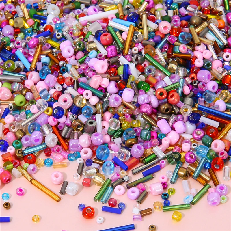 30g Mixed Round Tubular Bugle Glass Rice Decorative Bead For DIY Jewelry Making Necklace Bracelet Earring Accessories