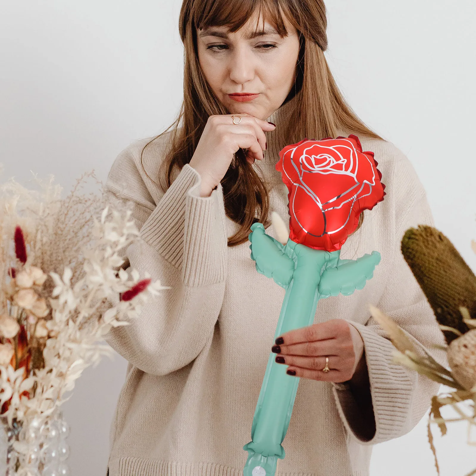 

10pcs Confession Rose Decor Valentine Mother's Day Party Rose Balloon Balloons Valentines Day Balloons Aluminum Film