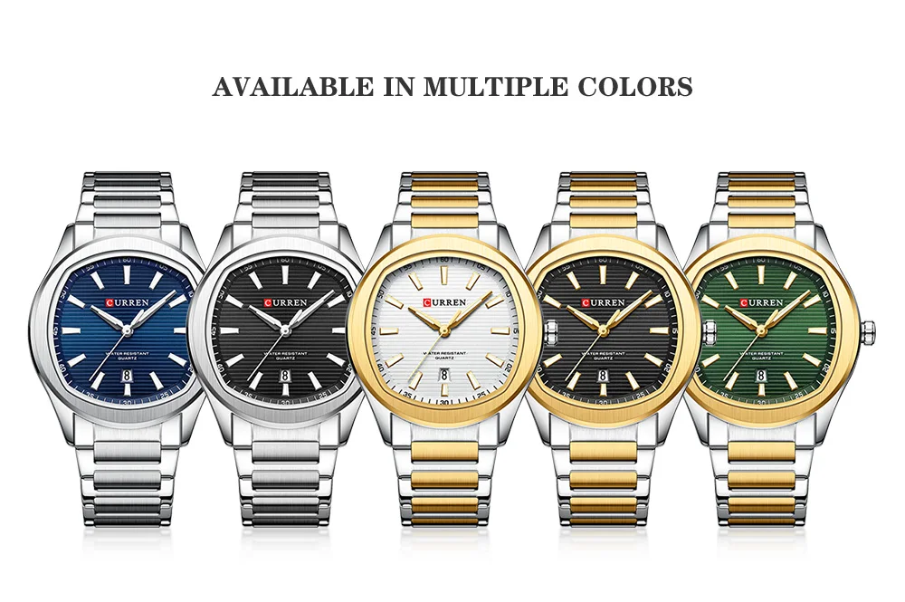 CURREN Modische Minimalistische Quarzuhr für Herren Zweifarbiges Edelstahlarmband Luxus-Armbanduhren mit Leuchtzeigern – Detail 8