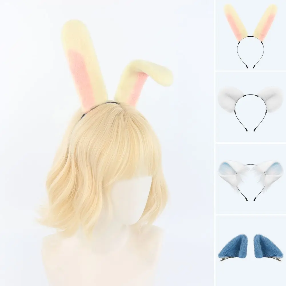 Y2K Cosplay Anime Chiikawa Usagi Momonga Rabbit Ear Headband Soft Hair Accessory Cute Fluffy Hair Hoop Women Girls Daily Party