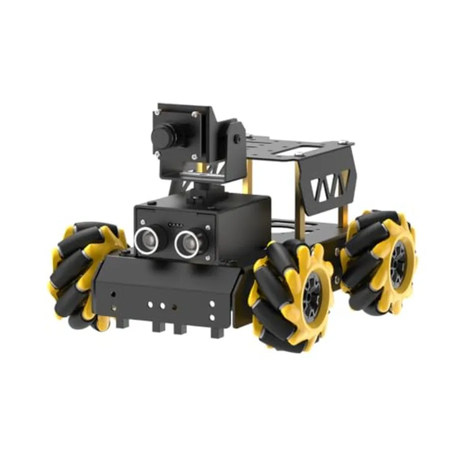 Kit de Coche Robótico con Visión Artificial para Adolescentes: Ruedas Mecanum, Cámara HD 2DOF, Programación en Python, Kit de Bricolaje de Código Abierto, Sin Placa Raspberry Pi 5