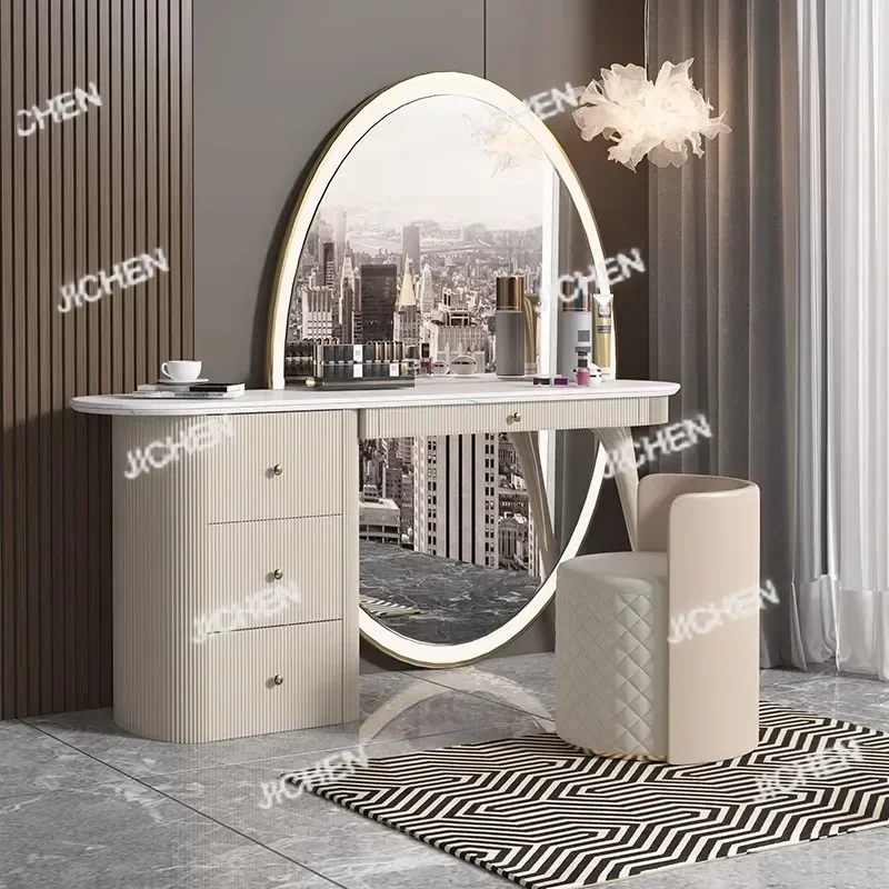 

HY Nordic Style Dressing Table Organizer Gadets Kitchen Mirror Makeup Storage Nightstands Toaletka Z Lustrem Bedroom Furniture