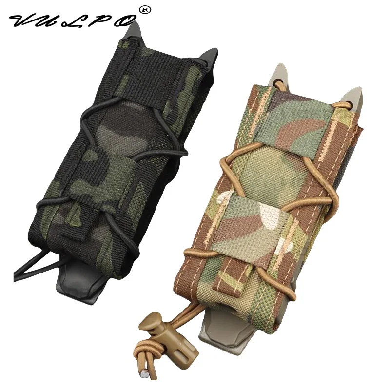 VULPO Tactical Single 9mm Magazine Pouch Pistol Mag Multifunction Molle Accessory Bag Hunting Flashlight Pouch