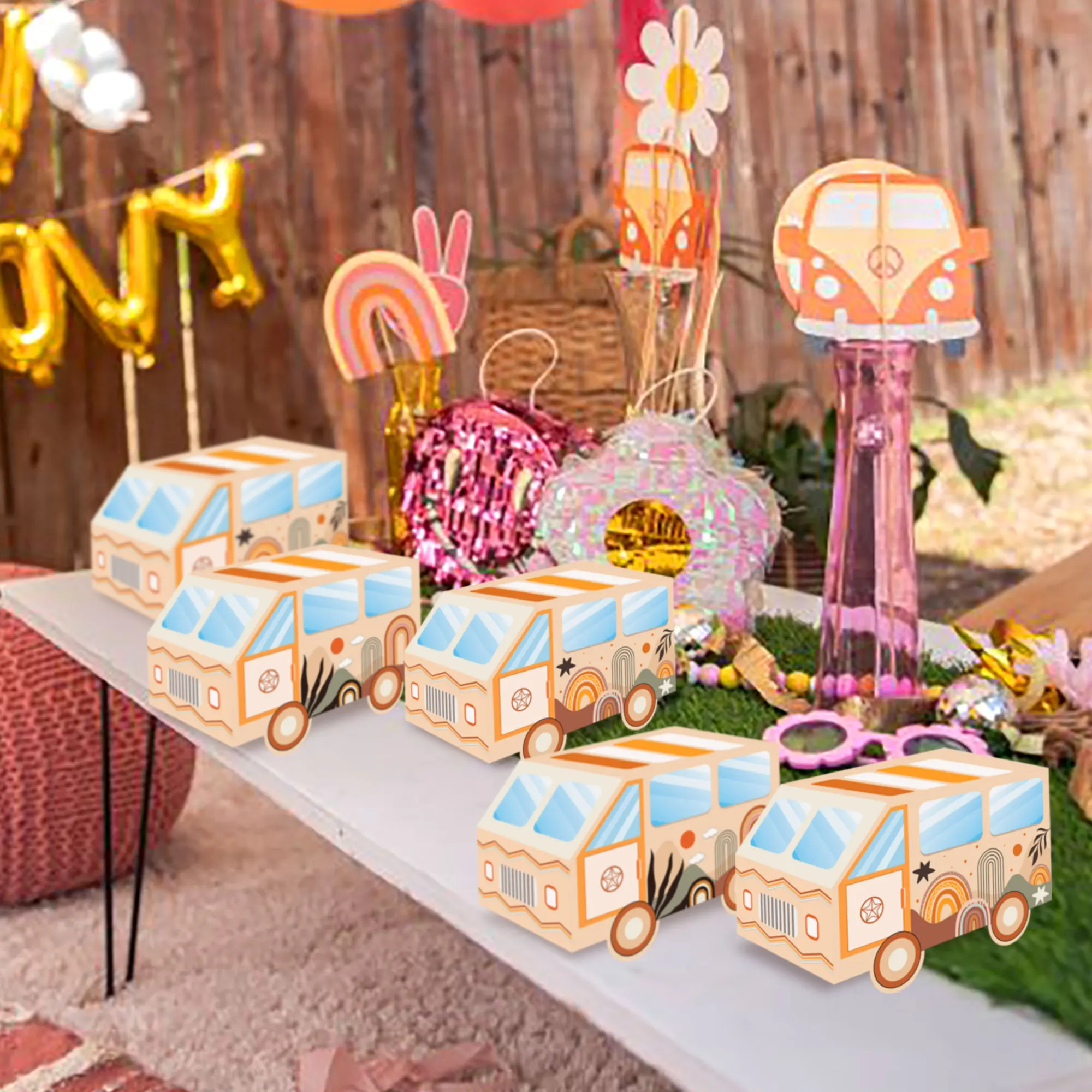LaVenty 12 PCS Hippie Groovy Birthday Decorations Two Groovy Birthday Decoration Groovy Party Favor Bags