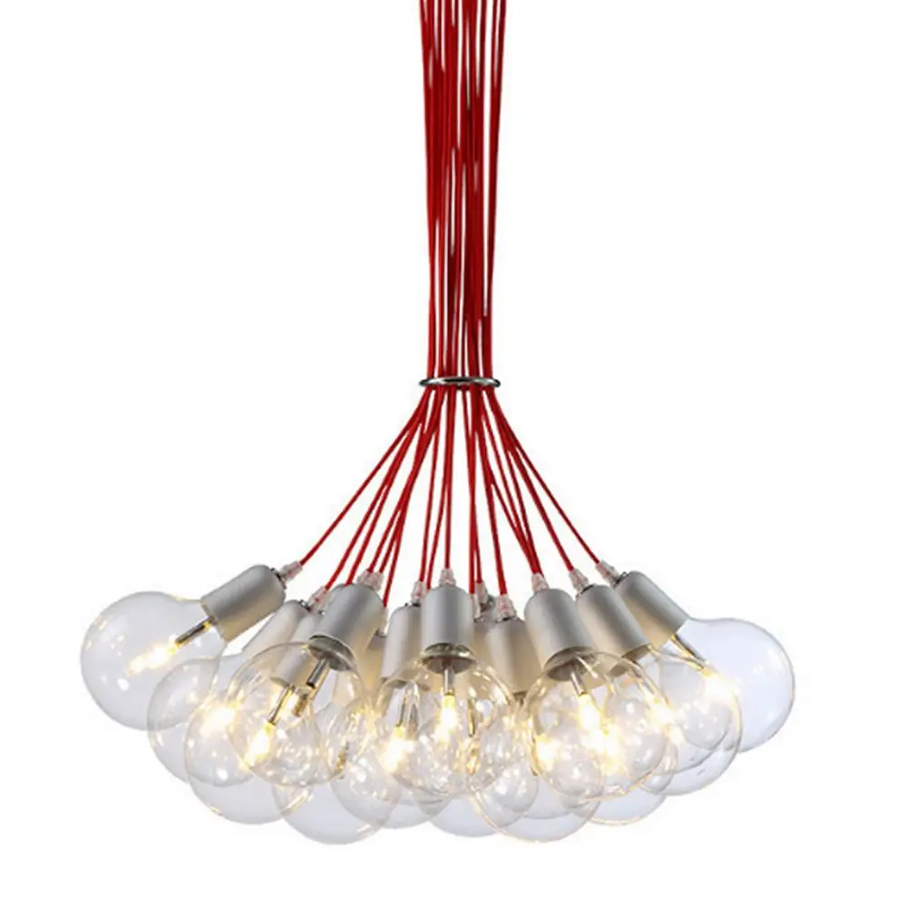 Modern Dining Room Pendant Lamp Glass Bulb Bar Counter Red Cords Restaurant Pendant Lamp Study Room Hallway Pendant Lamps