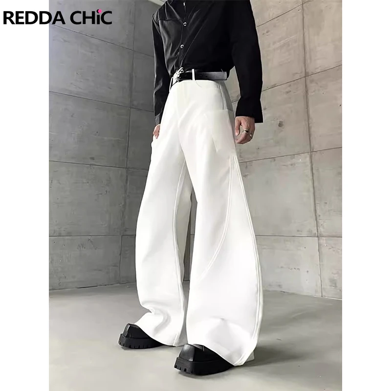 

REDDACHiC Минималистичные мужские брюки-бочонки, однотонные белые брюки, широкие брюки-карго с большим карманом, уличная стильная рабочая одежда большого размера