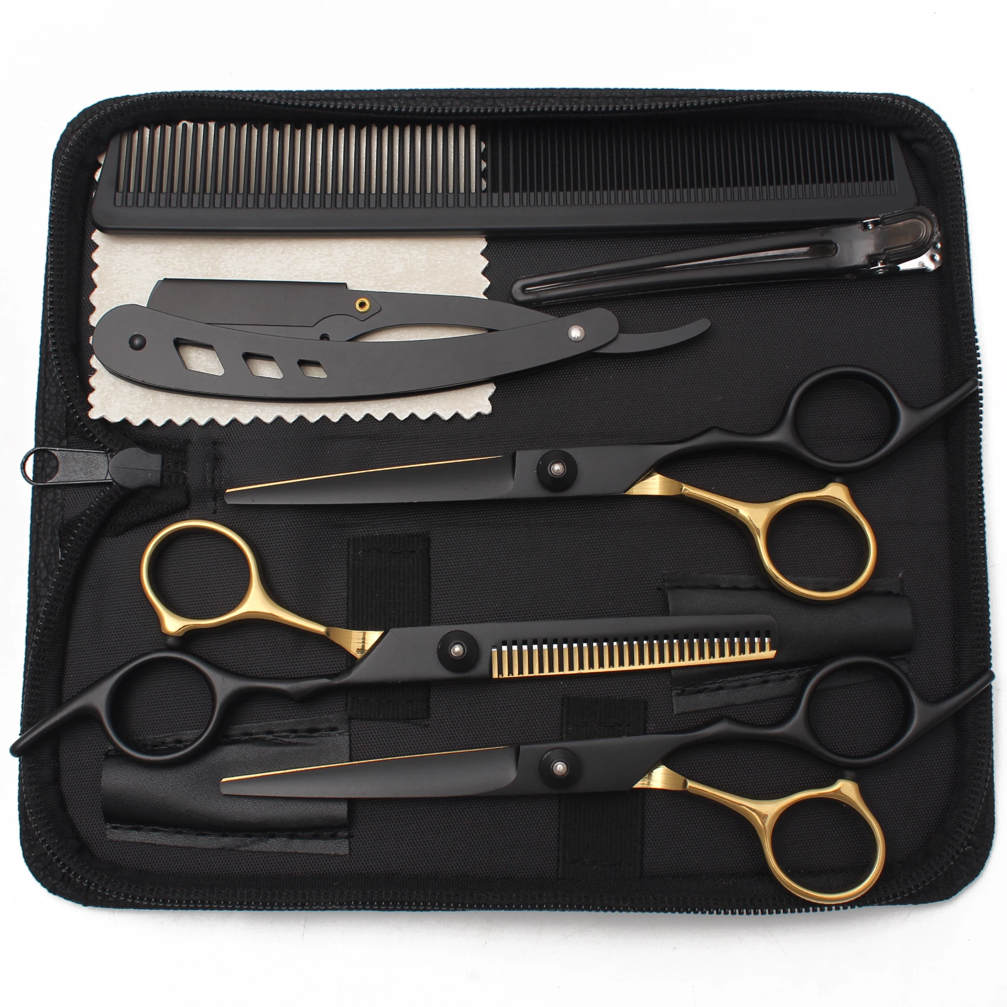 Hairdressing Scissors Black-Gold Hair Scissors Professional 6