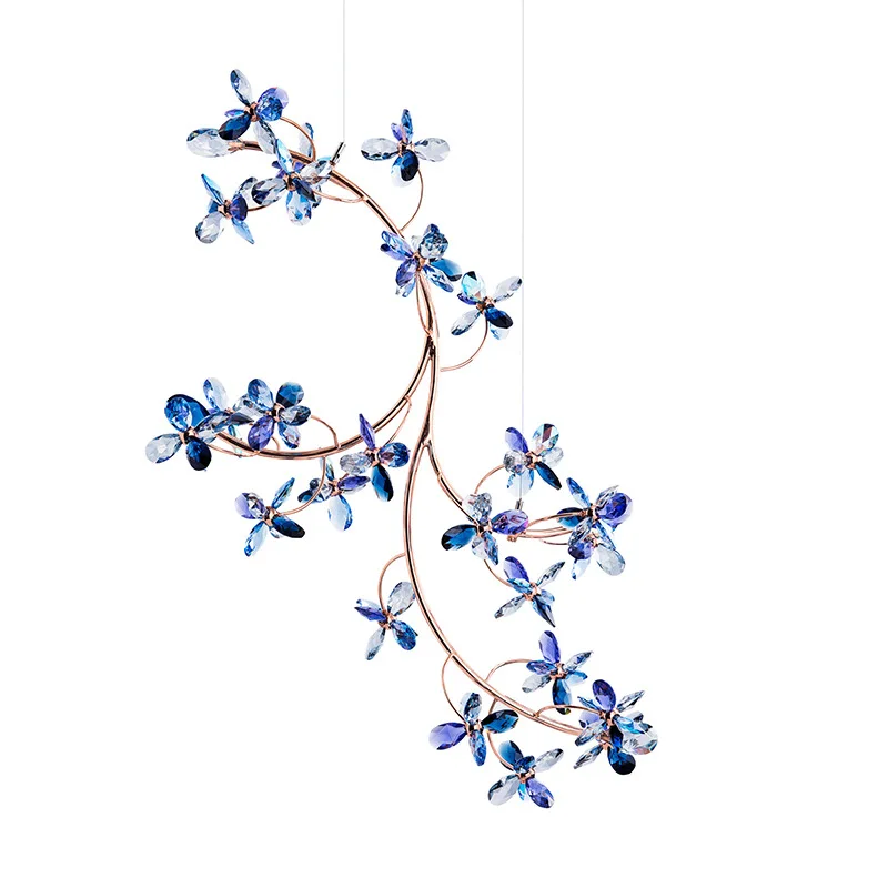 European and American restaurant art chandelier, light luxury crystal flower lamp