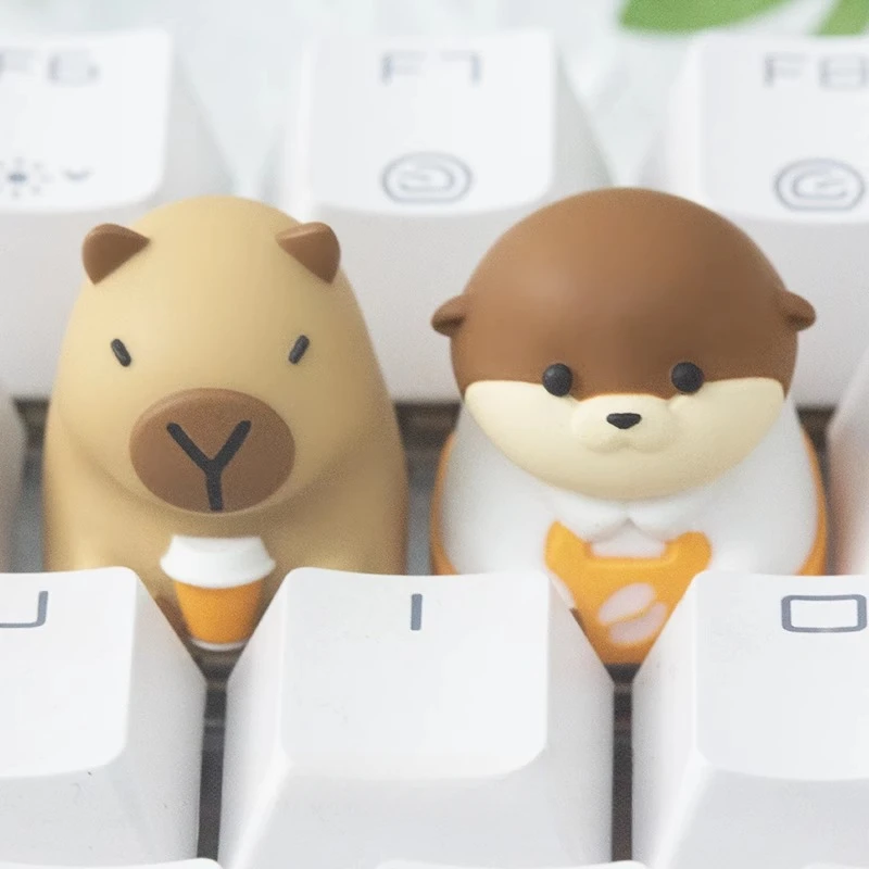 Lindo capibara artesanal Keycap Original Kawaii Otter resina teclado Cap personalizado hecho a mano Anime KeyCap para teclado mecánico regalo