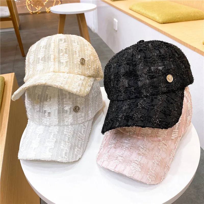 2022 Lace Baseball Cap Summer Ladies Small Fresh Breathable Thin Peaked Cap Tide Brand Face Small Fashion All-match Mesh Sun Hat